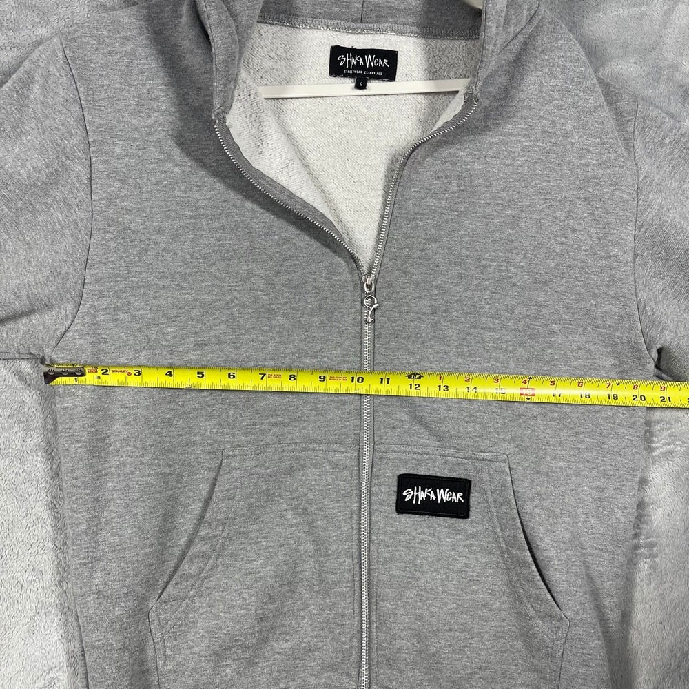 Shaka Wear Hoodie Mens Small Gray Streetwear Essentials Full Zip Sweatshirt - Picture 5 of 8